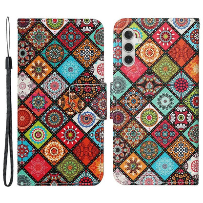 For Samsung Galaxy A15 5G Case PU Leather Pattern Printing Wallet Phone Cover with Strap