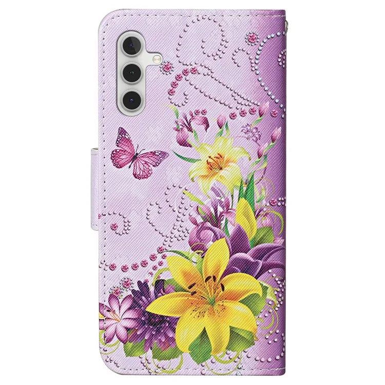 For Samsung Galaxy A15 5G Case PU Leather Pattern Printing Wallet Phone Cover with Strap