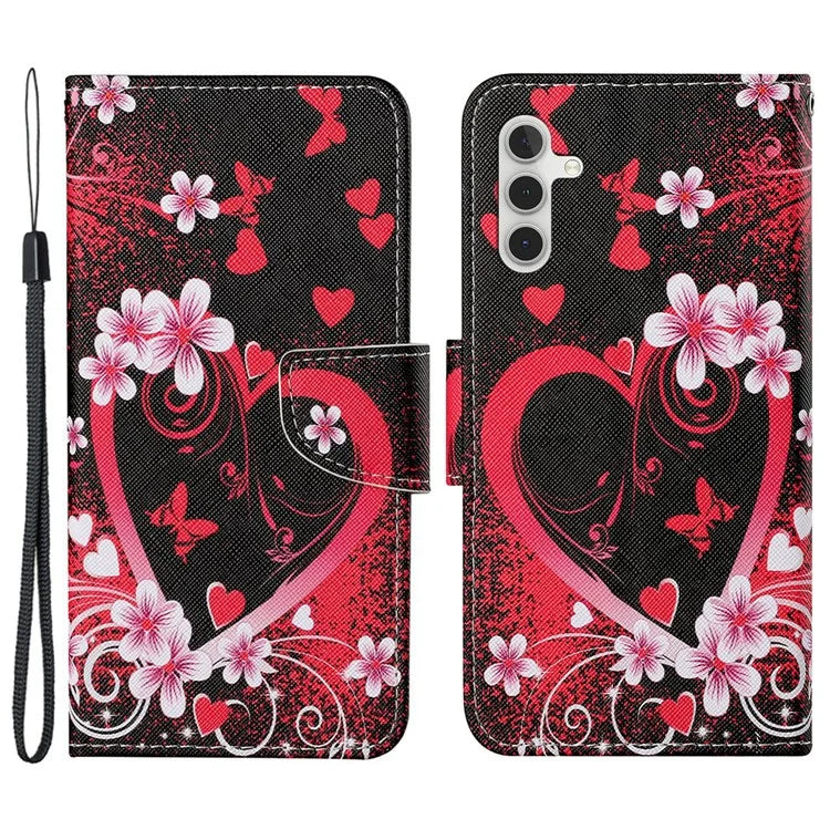 For Samsung Galaxy A15 5G Case PU Leather Pattern Printing Wallet Phone Cover with Strap