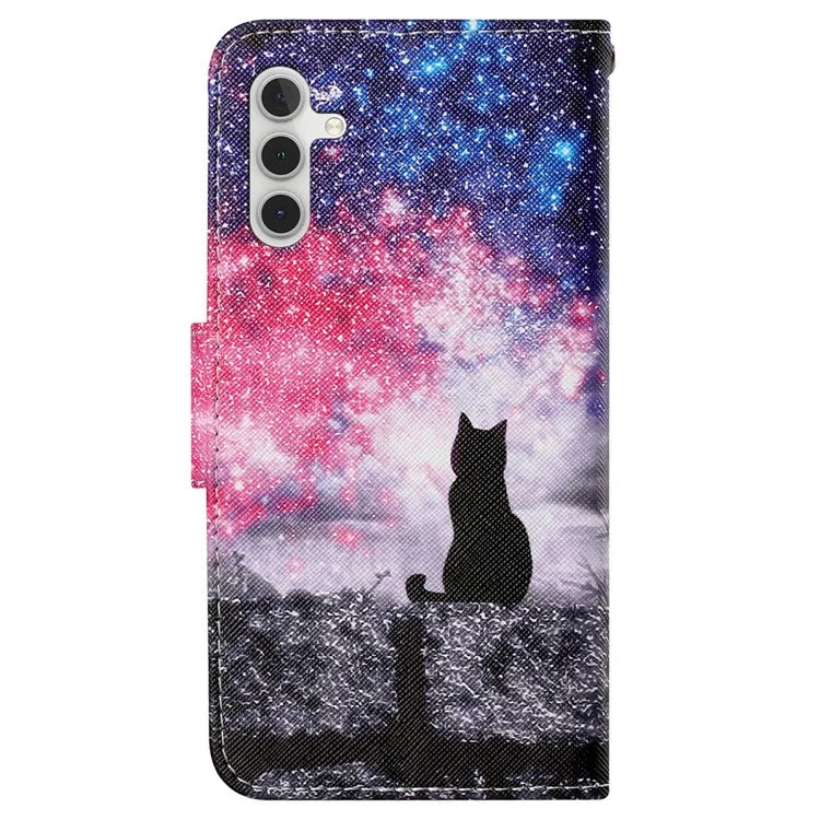 For Samsung Galaxy A15 5G Case PU Leather Pattern Printing Wallet Phone Cover with Strap