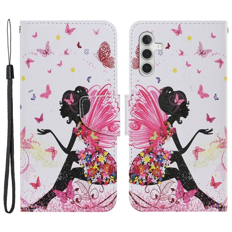 For Samsung Galaxy A15 5G Case PU Leather Pattern Printing Wallet Phone Cover with Strap