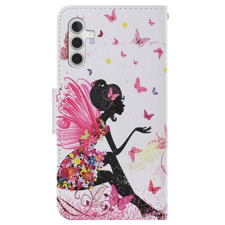 For Samsung Galaxy A15 5G Case PU Leather Pattern Printing Wallet Phone Cover with Strap