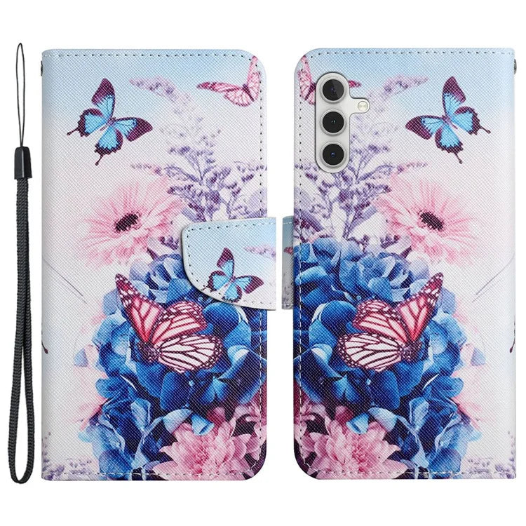 For Samsung Galaxy A15 5G Case PU Leather Pattern Printing Wallet Phone Cover with Strap