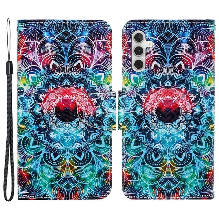 For Samsung Galaxy A15 5G Case PU Leather Pattern Printing Wallet Phone Cover with Strap