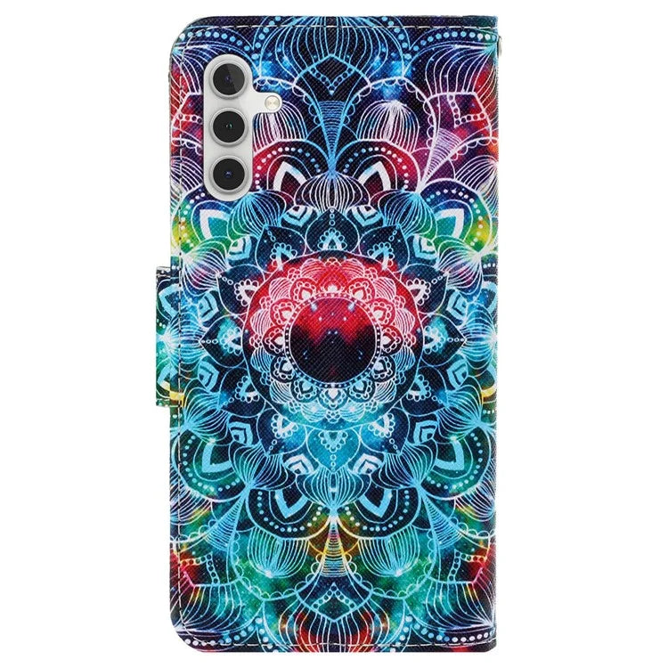 For Samsung Galaxy A15 5G Case PU Leather Pattern Printing Wallet Phone Cover with Strap
