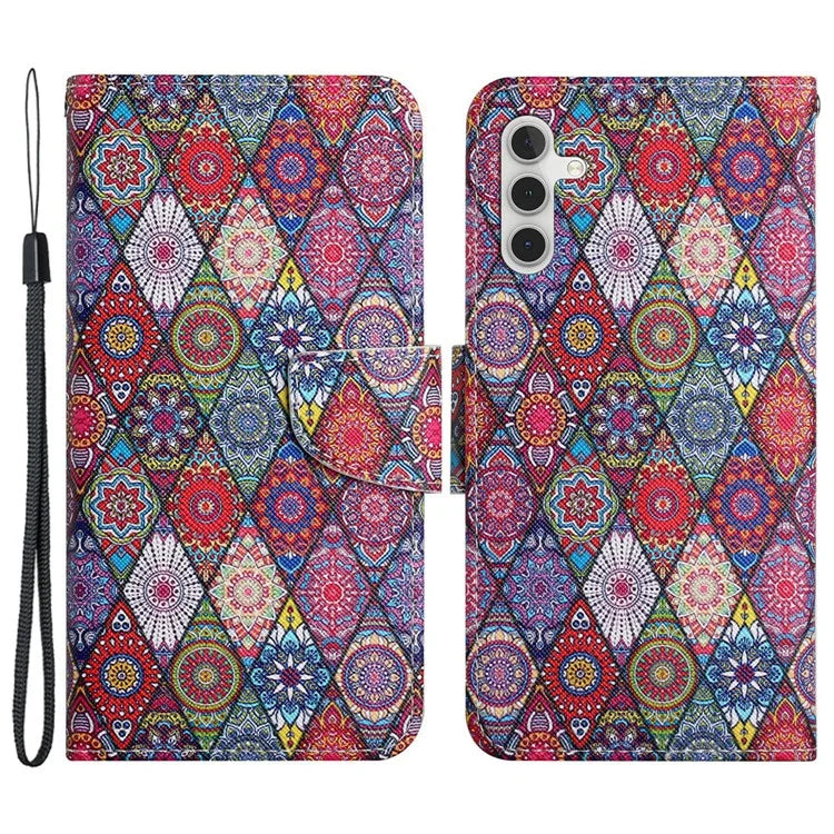 For Samsung Galaxy A15 5G Case PU Leather Pattern Printing Wallet Phone Cover with Strap