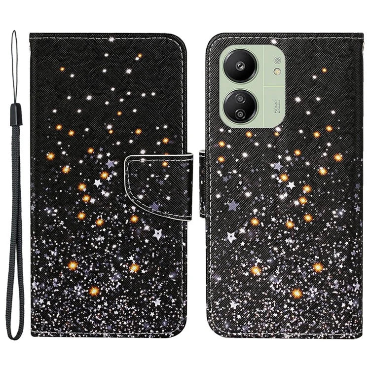 For Xiaomi Redmi 13C 4G / 5G / Poco C65 4G Leather Case Pattern Printing Phone Wallet Cover