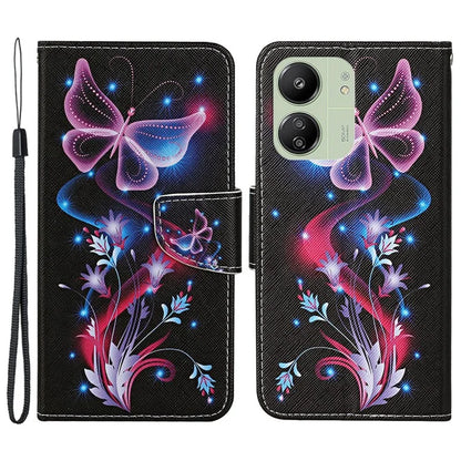 For Xiaomi Redmi 13C 4G / 5G / Poco C65 4G Leather Case Pattern Printing Phone Wallet Cover