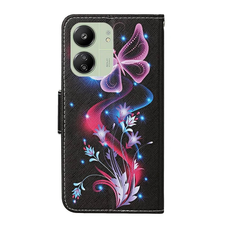 For Xiaomi Redmi 13C 4G / 5G / Poco C65 4G Leather Case Pattern Printing Phone Wallet Cover