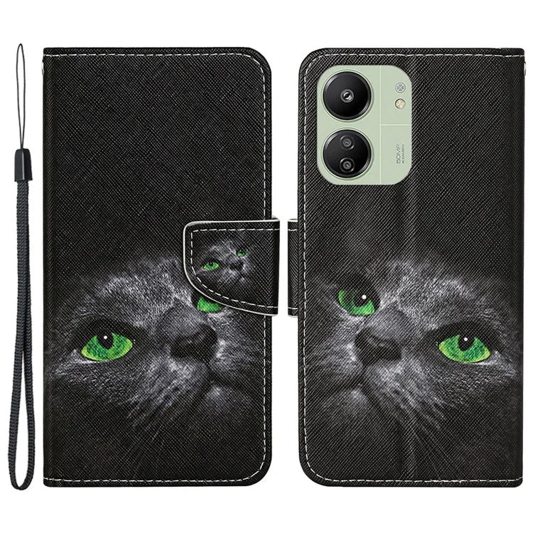 For Xiaomi Redmi 13C 4G / 5G / Poco C65 4G Leather Case Pattern Printing Phone Wallet Cover