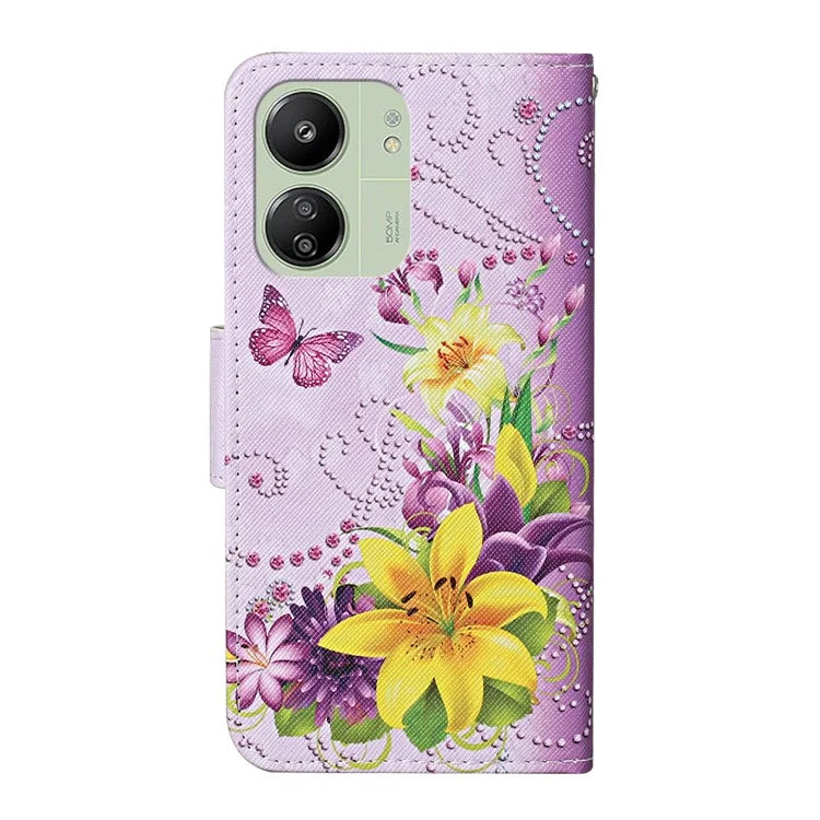 For Xiaomi Redmi 13C 4G / 5G / Poco C65 4G Leather Case Pattern Printing Phone Wallet Cover