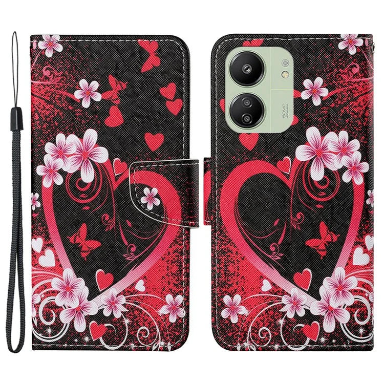 For Xiaomi Redmi 13C 4G / 5G / Poco C65 4G Leather Case Pattern Printing Phone Wallet Cover