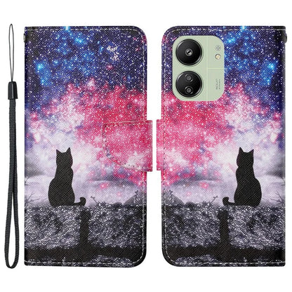 For Xiaomi Redmi 13C 4G / 5G / Poco C65 4G Leather Case Pattern Printing Phone Wallet Cover