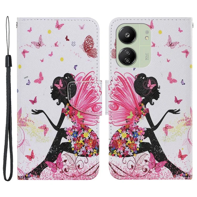 For Xiaomi Redmi 13C 4G / 5G / Poco C65 4G Leather Case Pattern Printing Phone Wallet Cover