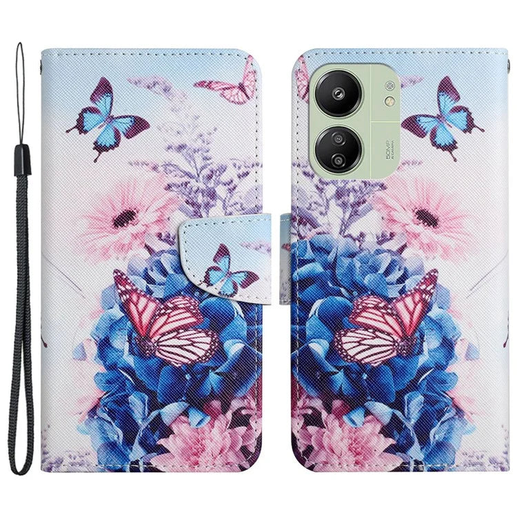 For Xiaomi Redmi 13C 4G / 5G / Poco C65 4G Leather Case Pattern Printing Phone Wallet Cover