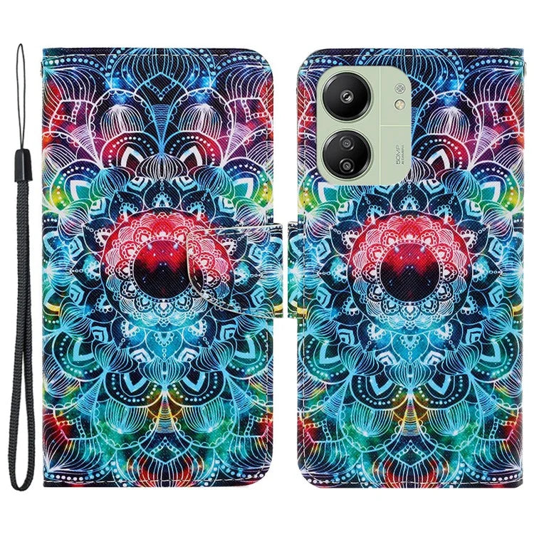 For Xiaomi Redmi 13C 4G / 5G / Poco C65 4G Leather Case Pattern Printing Phone Wallet Cover