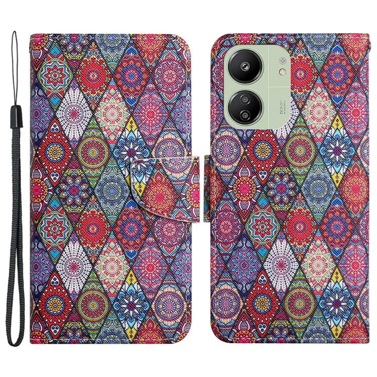 For Xiaomi Redmi 13C 4G / 5G / Poco C65 4G Leather Case Pattern Printing Phone Wallet Cover