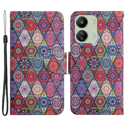 For Xiaomi Redmi 13C 4G / 5G / Poco C65 4G Leather Case Pattern Printing Phone Wallet Cover