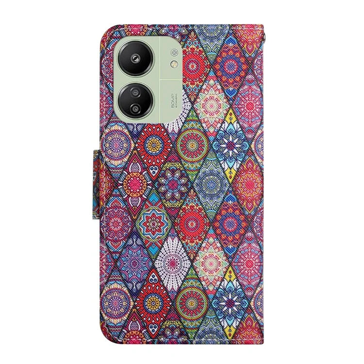 For Xiaomi Redmi 13C 4G / 5G / Poco C65 4G Leather Case Pattern Printing Phone Wallet Cover