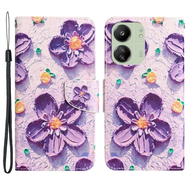 For Xiaomi Redmi 13C 4G / 5G / Poco C65 4G Case Pattern Printing Wallet Stand Leather Cover