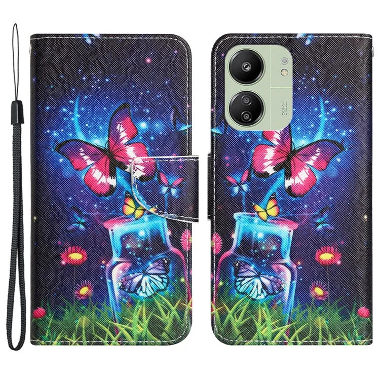 For Xiaomi Redmi 13C 4G / 5G / Poco C65 4G Case Pattern Printing Wallet Stand Leather Cover