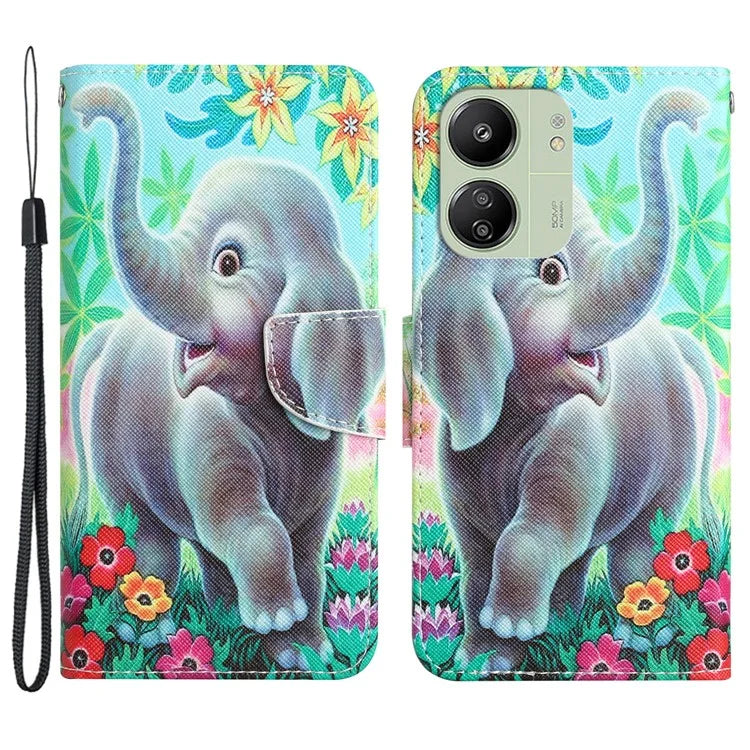 For Xiaomi Redmi 13C 4G / 5G / Poco C65 4G Case Pattern Printing Wallet Stand Leather Cover