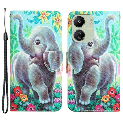 For Xiaomi Redmi 13C 4G / 5G / Poco C65 4G Case Pattern Printing Wallet Stand Leather Cover