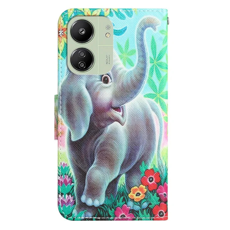 For Xiaomi Redmi 13C 4G / 5G / Poco C65 4G Case Pattern Printing Wallet Stand Leather Cover