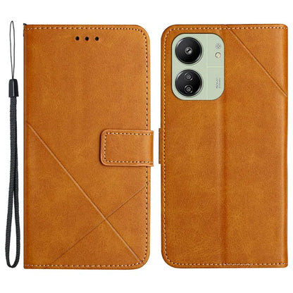 For Xiaomi Redmi 13C 4G / 5G / Poco C65 4G Case Lines Imprinted Leather Wallet Cover