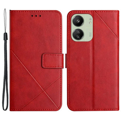For Xiaomi Redmi 13C 4G / 5G / Poco C65 4G Case Lines Imprinted Leather Wallet Cover