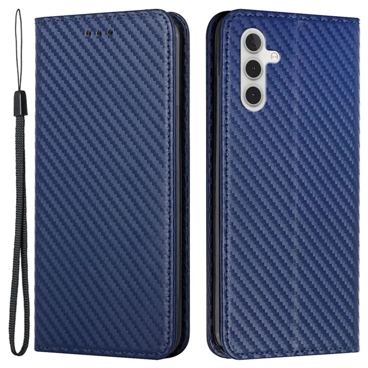 For Samsung Galaxy A15 5G Wallet Case Carbon Fiber Texture Leather Phone Cover