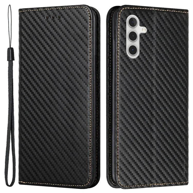 For Samsung Galaxy A15 5G Wallet Case Carbon Fiber Texture Leather Phone Cover