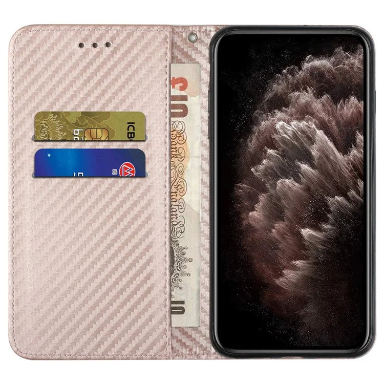 For Samsung Galaxy A15 5G Wallet Case Carbon Fiber Texture Leather Phone Cover