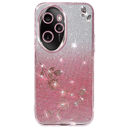 KADEM For Honor 100 Pro 5G Cover Flower Pattern Gradient TPU Cell Phone Case with Strap