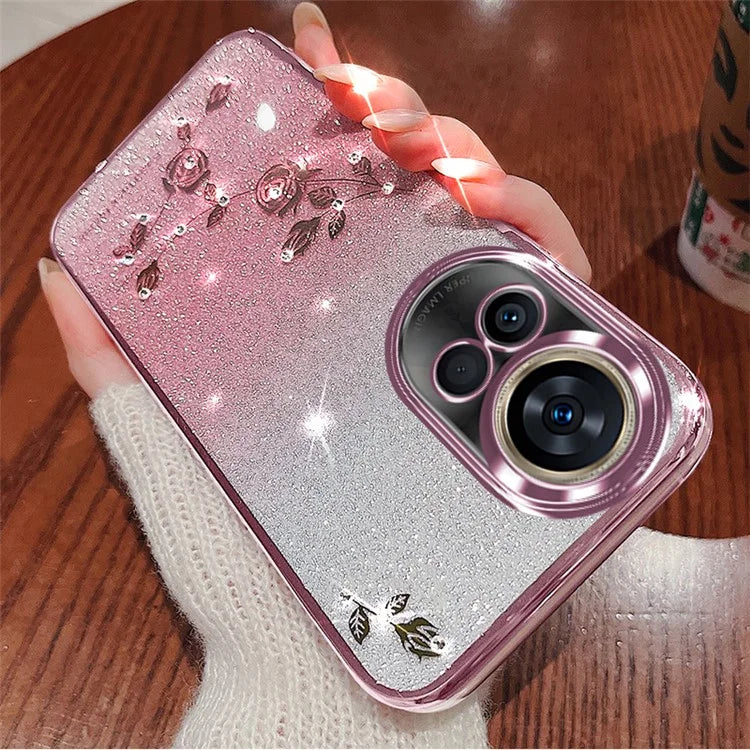 KADEM For Huawei nova 12 5G Cell Phone Case Flower Pattern TPU Gradient Cover with Strap