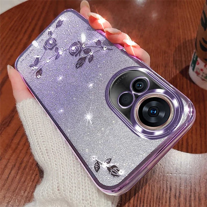 KADEM For Huawei nova 12 5G Cell Phone Case Flower Pattern TPU Gradient Cover with Strap