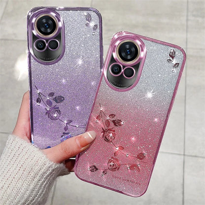 KADEM For Huawei nova 12 5G Cell Phone Case Flower Pattern TPU Gradient Cover with Strap