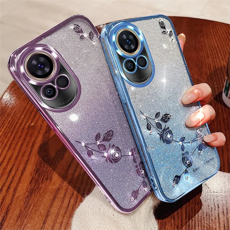 KADEM For Huawei nova 12 5G Cell Phone Case Flower Pattern TPU Gradient Cover with Strap