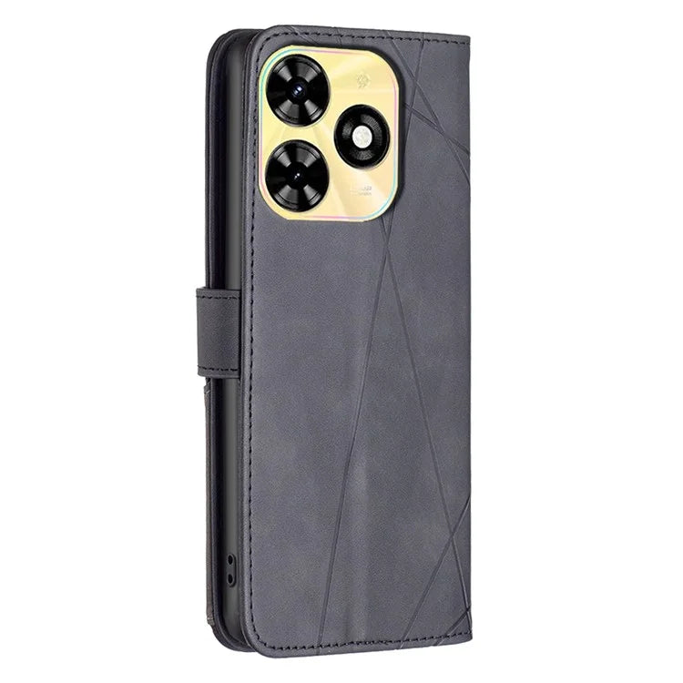 BINFEN COLOR BF05 For Transsion Tecno Spark 20C Case Stand Wallet Geometric Line Leather Cover