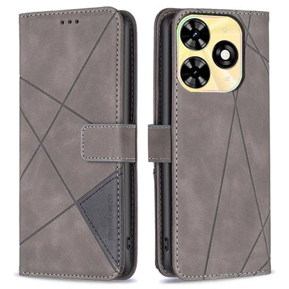 BINFEN COLOR BF05 For Transsion Tecno Spark 20C Case Stand Wallet Geometric Line Leather Cover