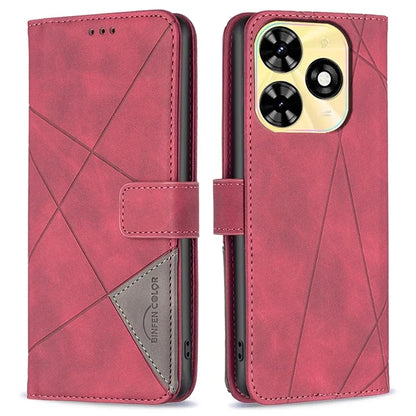 BINFEN COLOR BF05 For Transsion Tecno Spark 20C Case Stand Wallet Geometric Line Leather Cover