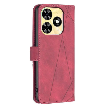 BINFEN COLOR BF05 For Transsion Tecno Spark 20C Case Stand Wallet Geometric Line Leather Cover