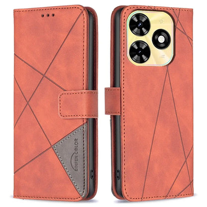 BINFEN COLOR BF05 For Transsion Tecno Spark 20C Case Stand Wallet Geometric Line Leather Cover