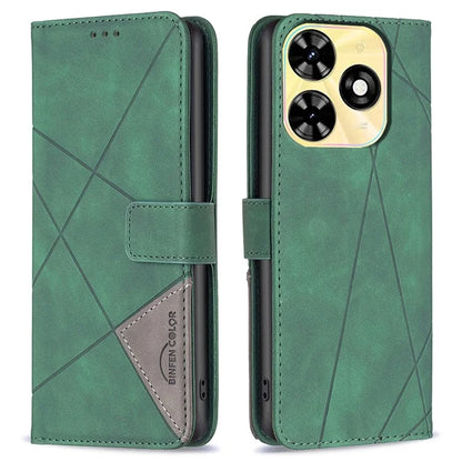 BINFEN COLOR BF05 For Transsion Tecno Spark 20C Case Stand Wallet Geometric Line Leather Cover