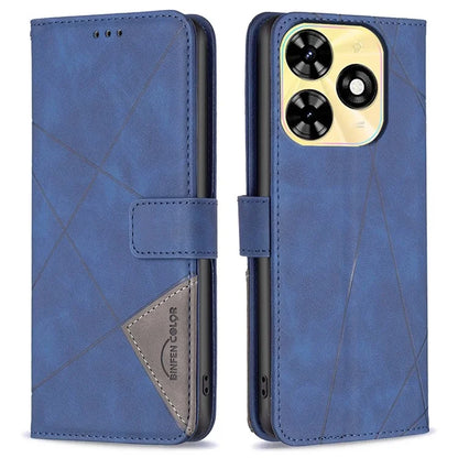BINFEN COLOR BF05 For Transsion Tecno Spark 20C Case Stand Wallet Geometric Line Leather Cover