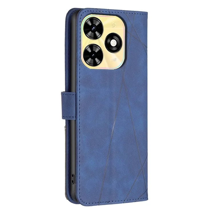 BINFEN COLOR BF05 For Transsion Tecno Spark 20C Case Stand Wallet Geometric Line Leather Cover