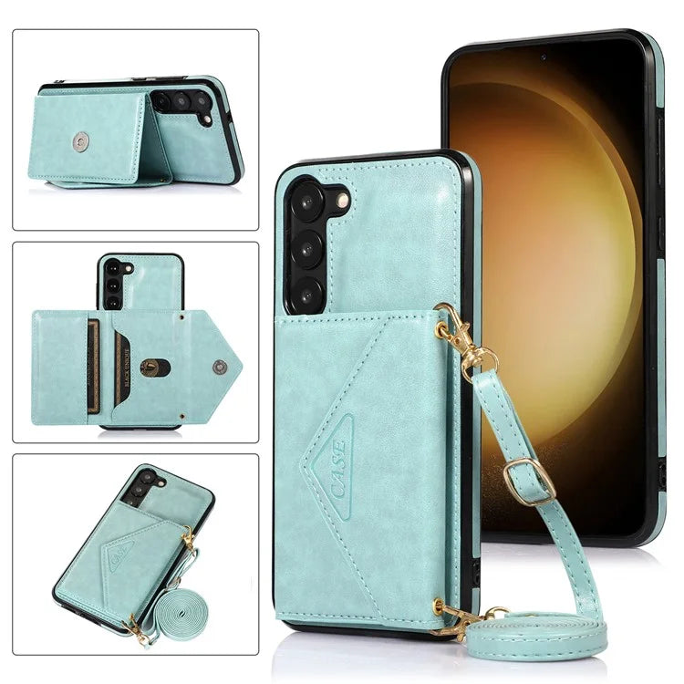 For Samsung Galaxy A14 5G / 4G Case Card Holder Kickstand PU Leather+TPU Crossbody Cover