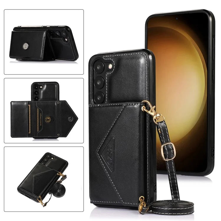 For Samsung Galaxy A14 5G / 4G Case Card Holder Kickstand PU Leather+TPU Crossbody Cover