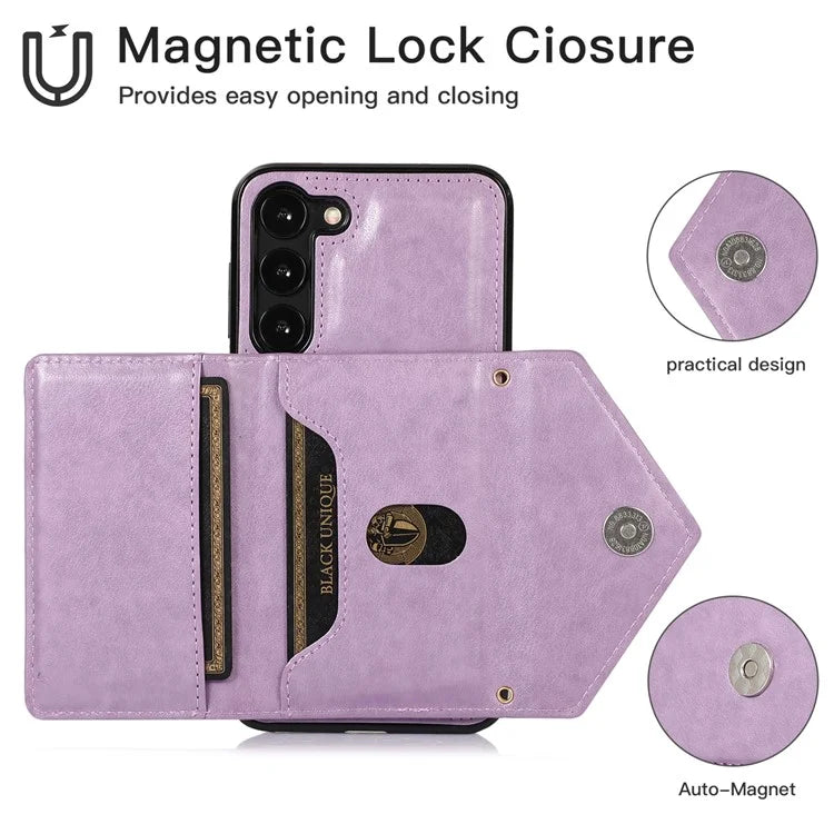For Samsung Galaxy A14 5G / 4G Case Card Holder Kickstand PU Leather+TPU Crossbody Cover
