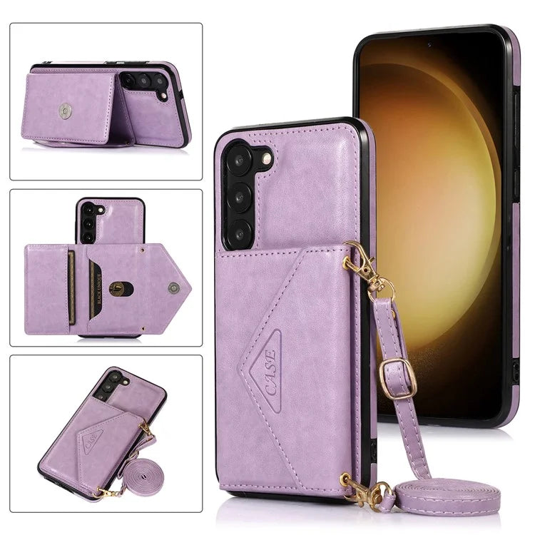 For Samsung Galaxy A14 5G / 4G Case Card Holder Kickstand PU Leather+TPU Crossbody Cover